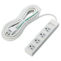 エレコム(ELECOM) T-T01-3450WH/RS ホワイト 電源タップ PCタップ 延長コード 3ピン 4個口 5m