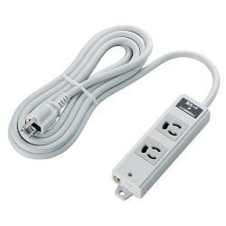 エレコム(ELECOM) T-WRMK3230LG/RS グレー 雷ガード 二重構造工事用タップ 延長コード 3ピン 2個口 3m