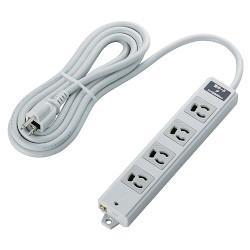 エレコム(ELECOM) T-WRMK3430LG/RS グレー 雷ガード 二重構造工事用タップ 延長コード 3ピン 4個口 3m
