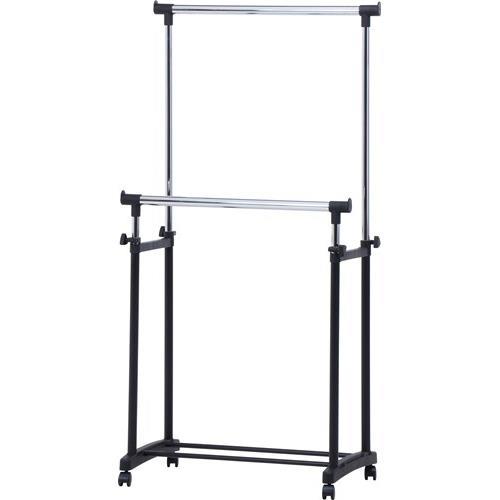 不二貿易 【組立品】 パイプダブルハンガー 4644-A0-BK 14200 15540【代引・日時指定・キャンセル不可・北海道沖縄離島配送不可】