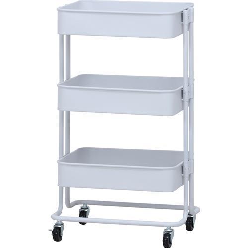 不二貿易  【組立品】 キッチンワゴン バスケット３段 ホワイト 14266【代引・日時指定・キャンセル不可・北海道沖縄離島配送不可】