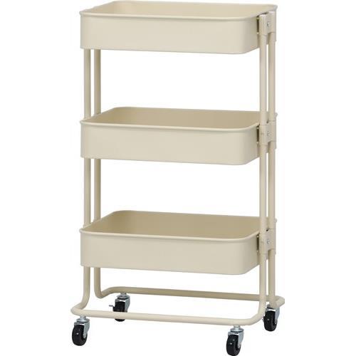 不二貿易  【組立品】 キッチンワゴン バスケット３段 アイボリー 14285【代引・日時指定・キャンセル不可・北海道沖縄離島配送不可】