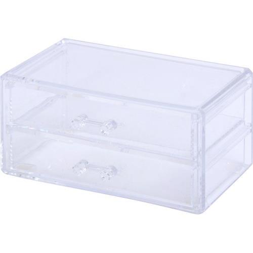 不二貿易 【完成品】 PSコスメ収納 引き出し2段 14382【代引・日時指定・キャンセル不可・北海道沖縄離島配送不可】