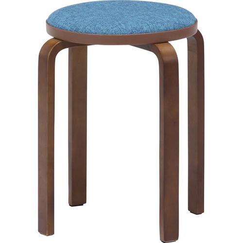 不二貿易 【組立品】KDファブリック曲木スタッキングスツール ブルー/ブラウ 14547【代引・日時指定・キャンセル不可・北海道沖縄離島配送不可】