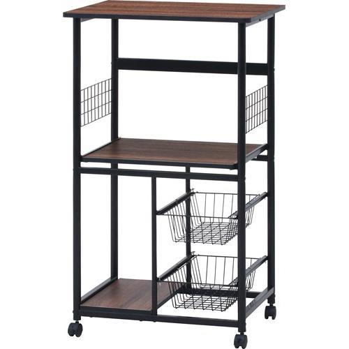 不二貿易 【組立品】 レンジワゴン FBC-9812 BK/BR 14638【代引・日時指定・キャンセル不可・北海道沖縄離島配送不可】