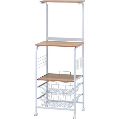 不二貿易 【組立品】 レンジワゴン FBC-03-1 WH/NA 14691【代引・日時指定・キャンセル不可・北海道沖縄離島配送不可】