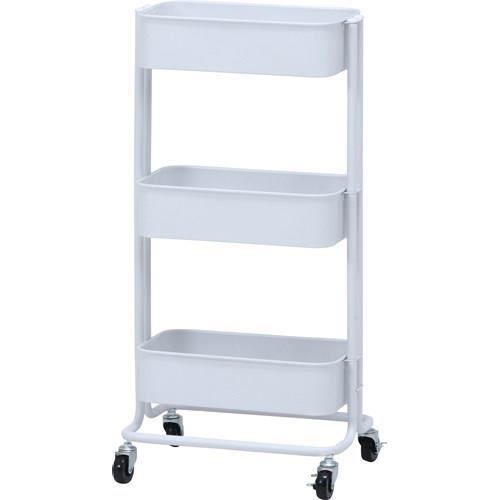 不二貿易 【組立品】 キッチンワゴン バスケット3段 スリム ホワイト 14716【代引・日時指定・キャンセル不可・北海道沖縄離島配送不可】