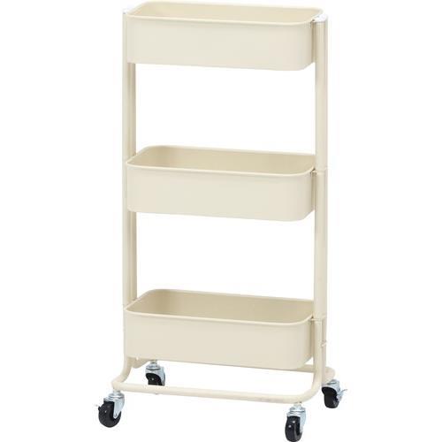 不二貿易 【組立品】 キッチンワゴン バスケット3段 スリム アイボリー 14717【代引・日時指定・キャンセル不可・北海道沖縄離島配送不可】