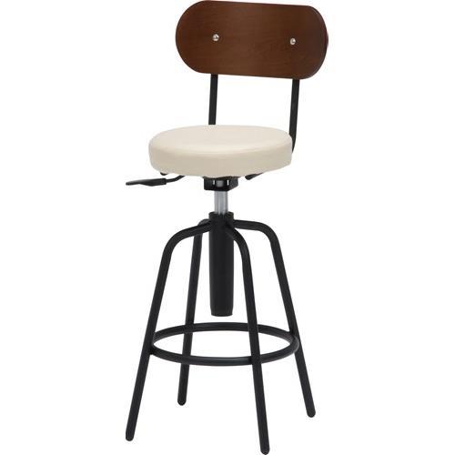 不二貿易 【組立品】 バースツール背付 HK-61201IV 15186【代引・日時指定・キャンセル不可・北海道沖縄離島配送不可】