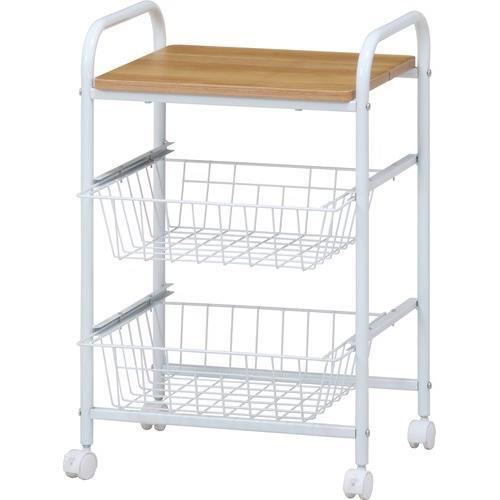 不二貿易 【組立品】 キッチンワゴン FBC-01-1 WH/NA 15421【代引・日時指定・キャンセル不可・北海道沖縄離島配送不可】