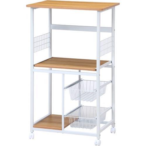 不二貿易 【組立品】 レンジワゴン FBC-9812 WH/NA 15422【代引・日時指定・キャンセル不可・北海道沖縄離島配送不可】