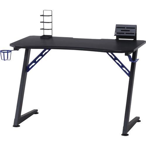 不二貿易 【組立品】ゲーミングデスク レイズ ブルー ブルー 18573【代引・日時指定・キャンセル不可・北海道沖縄離島配送不可】