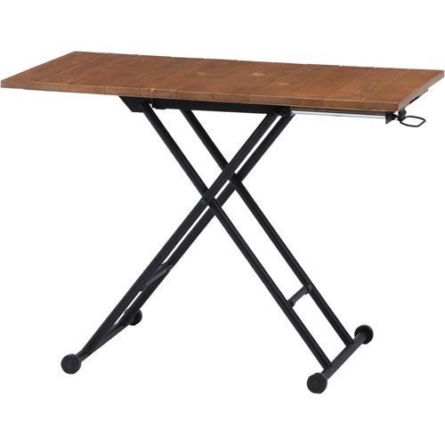 不二貿易 【完成品】 昇降テーブル シルビア アンティークブラウン 19241【代引・日時指定・キャンセル不可・北海道沖縄離島配送不可】