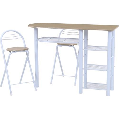 不二貿易 【組立品】 カウンターテーブルチェアセット3点WH 95246 19362【代引・日時指定・キャンセル不可・北海道沖縄離島配送不可】