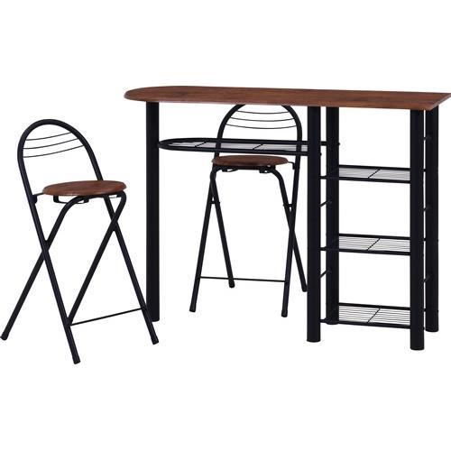 不二貿易 【組立品】 カウンターテーブルチェアセット3点BR 95247 19363【代引・日時指定・キャンセル不可・北海道沖縄離島配送不可】