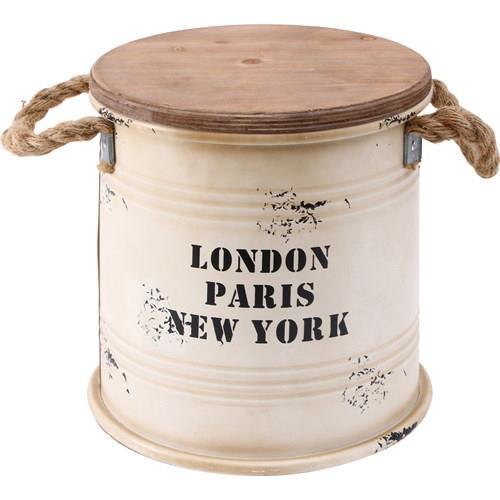 不二貿易  【完成品】ブリキスツール 直径２５×Ｈ２６ｃｍ ＩＶ アイボリー 26168【代引・日時指定・キャンセル不可・北海道沖縄離島配送不可】