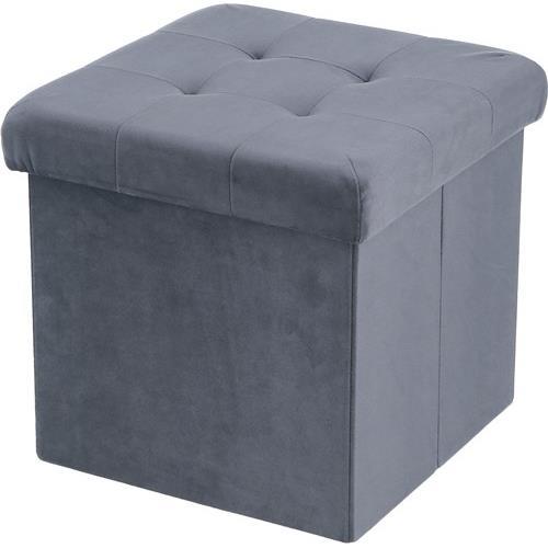 不二貿易  【組立品】収納スツール ３０ｃｍ ベロア調 シルバーグレー 28094【代引・日時指定・キャンセル不可・北海道沖縄離島配送不可】