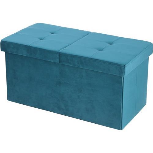 不二貿易  【組立品】収納ベンチ ６０ｃｍ ベロア調 ブルーグリーン 28099【代引・日時指定・キャンセル不可・北海道沖縄離島配送不可】