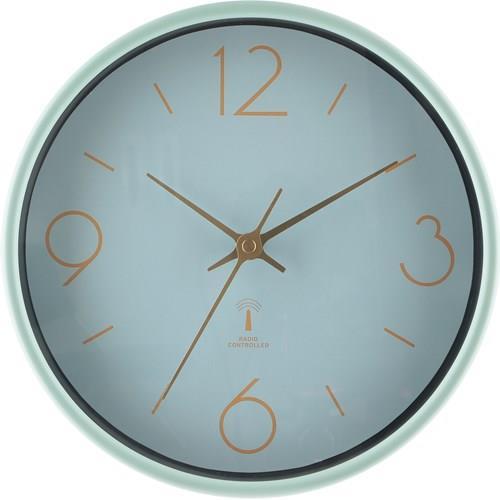 不二貿易 【完成品】電波掛時計 アリオス 25 ミントグリーン 28192【代引・日時指定・キャンセル不可・北海道沖縄離島配送不可】