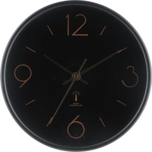 不二貿易 【完成品】電波掛時計 アリオス 25 ブラック 28193【代引・日時指定・キャンセル不可・北海道沖縄離島配送不可】