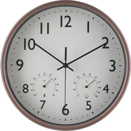 不二貿易 【完成品】 掛時計 温湿度計付 ミエル 25 BR 28199【代引・日時指定・キャンセル不可・北海道沖縄離島配送不可】