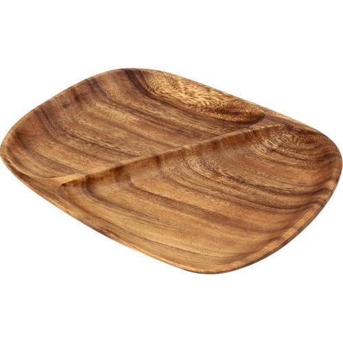 不二貿易 【完成品】 アカシアレクタングルトレー 2仕切り付 30149【代引・日時指定・キャンセル不可・北海道沖縄離島配送不可】