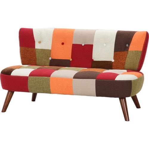 不二貿易 【組立品】 ソファ2p デイジー パッチワーク 34262【代引・日時指定・キャンセル不可・北海道沖縄離島配送不可】