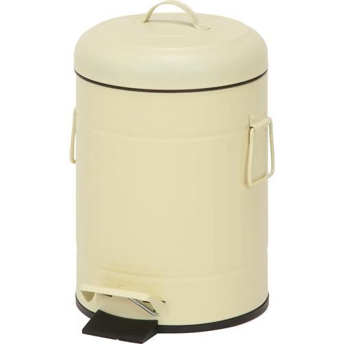 不二貿易 【完成品】 スチール ラウンドペダルペール 5L アイボリ- 34738【代引・日時指定・キャンセル不可・北海道沖縄離島配送不可】