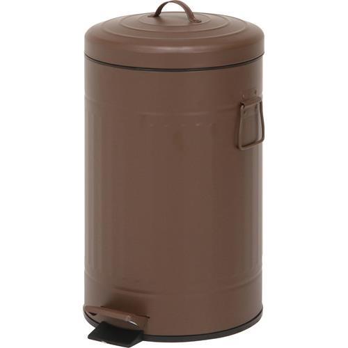 不二貿易  【完成品】 スチール ラウンドペダルペール １２Ｌ ブラウン 34744【代引・日時指定・キャンセル不可・北海道沖縄離島配送不可】
