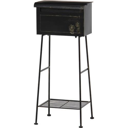 不二貿易 【組立品】ガーデンポスト オブジェ ローズ ブラック 横型 ブラック 35500【代引・日時指定・キャンセル不可・北海道沖縄離島配送不可】