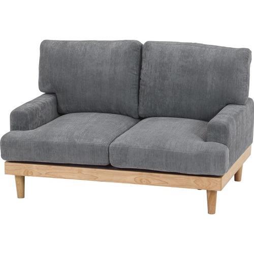 不二貿易 【完成品(一部取付)】コーデュロイソファ フェリーチェ 2P GY 55091【代引・日時指定・キャンセル不可・北海道沖縄離島配送不可】