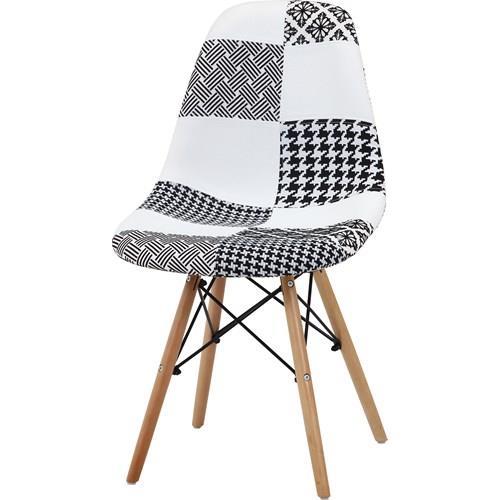 不二貿易  【組立品】イームズ パッチワークシェルチェア ＢＫ／ＷＨ 70589【代引・日時指定・キャンセル不可・北海道沖縄離島配送不可】