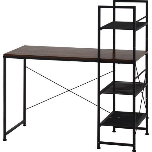 不二貿易 【組立品】左右組み換えラック付きデスク ルカ BR ブラウン 73611【代引・日時指定・キャンセル不可・北海道沖縄離島配送不可】