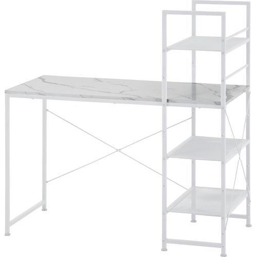 不二貿易 【組立品】左右組み換えラック付きデスク ルカ ストーン 大理石 73613【代引・日時指定・キャンセル不可・北海道沖縄離島配送不可】