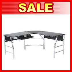 不二貿易 【組立品】 ガラスPCデスク L型 CT-1040BK 70390【代引・日時指定・キャンセル不可・北海道沖縄離島配送不可】