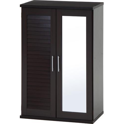 不二貿易 【組立品】ルーバー&ミラー付きシューズボックス60幅 BR 86190【代引・日時指定・キャンセル不可・北海道沖縄離島配送不可】