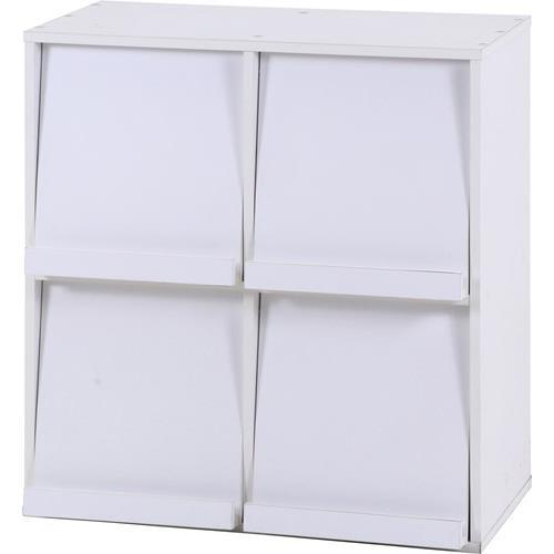 不二貿易 【組立品】ディスプレイラック 4マス ホワイト DP8085WH 87008 86034【代引・日時指定・キャンセル不可・北海道沖縄離島配送不可】