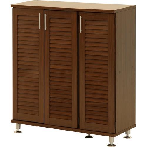 不二貿易 【組立品】ルーバーシューズボックス ワイド ブラウン 90483【代引・日時指定・キャンセル不可・北海道沖縄離島配送不可】