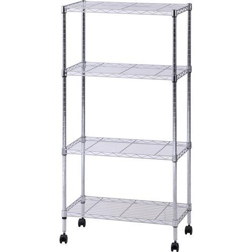 不二貿易 【組立品】メタルマルチシェルフ4段60 クロム MS-635124CR 91786【代引・日時指定・キャンセル不可・北海道沖縄離島配送不可】