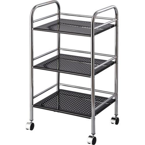 不二貿易 【組立品】マルチワゴン3段 BK/CR 93396【代引・日時指定・キャンセル不可・北海道沖縄離島配送不可】