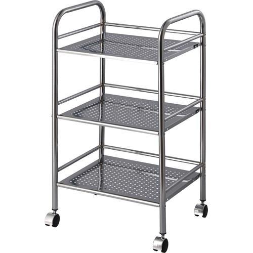 不二貿易 【組立品】マルチワゴン3段 CR/CR 93397【代引・日時指定・キャンセル不可・北海道沖縄離島配送不可】