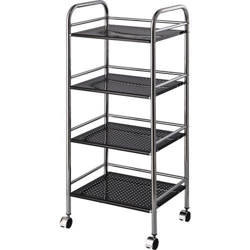 不二貿易 【組立品】マルチワゴン4段 BK/CR 93398【代引・日時指定・キャンセル不可・北海道沖縄離島配送不可】