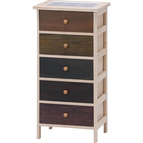 不二貿易  【完成品】桐製 マルチカラフル５段ボックス シンクエ ２ 39625【代引・日時指定・キャンセル不可・北海道沖縄離島配送不可】