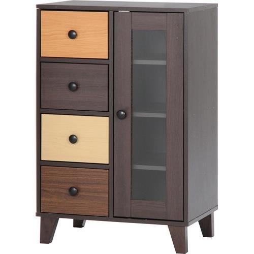 不二貿易 【組立品】 ウッドグラデーション キャビネット 引出4杯 96300【代引・日時指定・キャンセル不可・北海道沖縄離島配送不可】