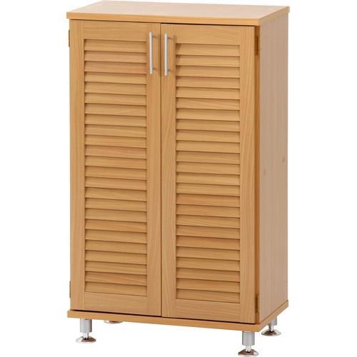 不二貿易 【組立品】ルーバーシューズボックス ナチュラル 96563【代引・日時指定・キャンセル不可・北海道沖縄離島配送不可】