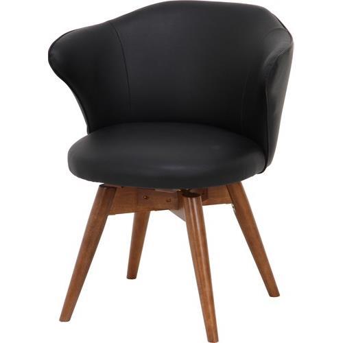 不二貿易  【組立品】 ダイニング回転チェア リーフ ＢＫ 97564【代引・日時指定・キャンセル不可・北海道沖縄離島配送不可】