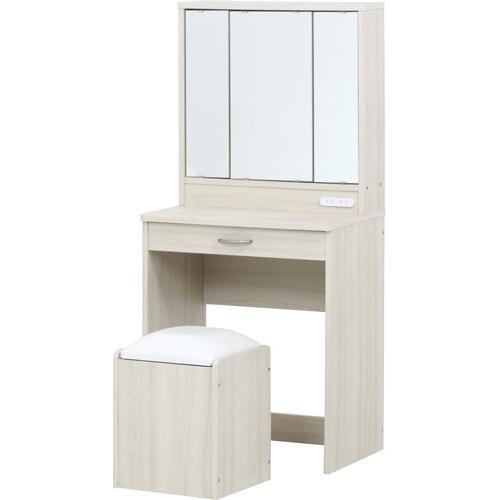 不二貿易 【組立品】メルル ドレッサー 三面鏡 スツール付き WH木目調 97785【代引・日時指定・キャンセル不可・北海道沖縄離島配送不可】