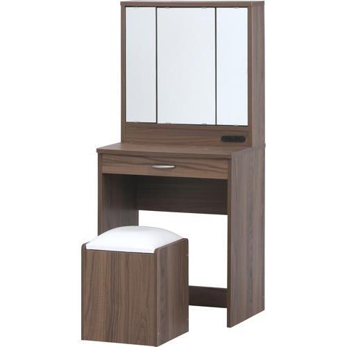 不二貿易 【組立品】メルル ドレッサー(三面鏡)スツール付き BR【3D】 97786【代引・日時指定・キャンセル不可・北海道沖縄離島配送不可】