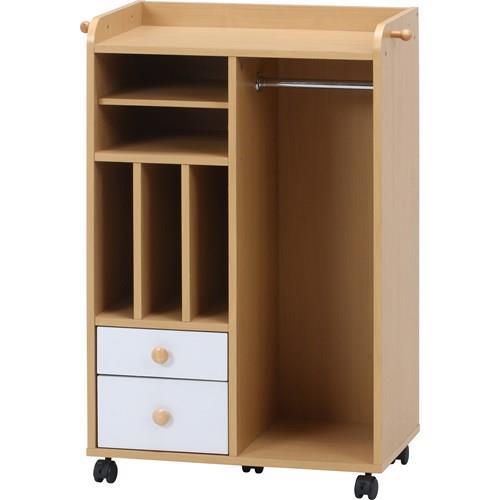 不二貿易 【組立品】 NORM ストレージラック ハンガー付 WH×NA 98893【代引・日時指定・キャンセル不可・北海道沖縄離島配送不可】