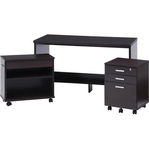 不二貿易 【組立品】デスク3点セット BR ブラウン 99257【代引・日時指定・キャンセル不可・北海道沖縄離島配送不可】